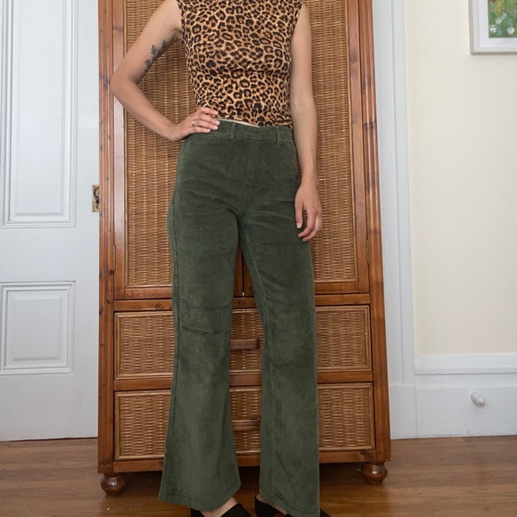 Modcloth Pants - Modcloth Forest Green Flared Corduroy Pants